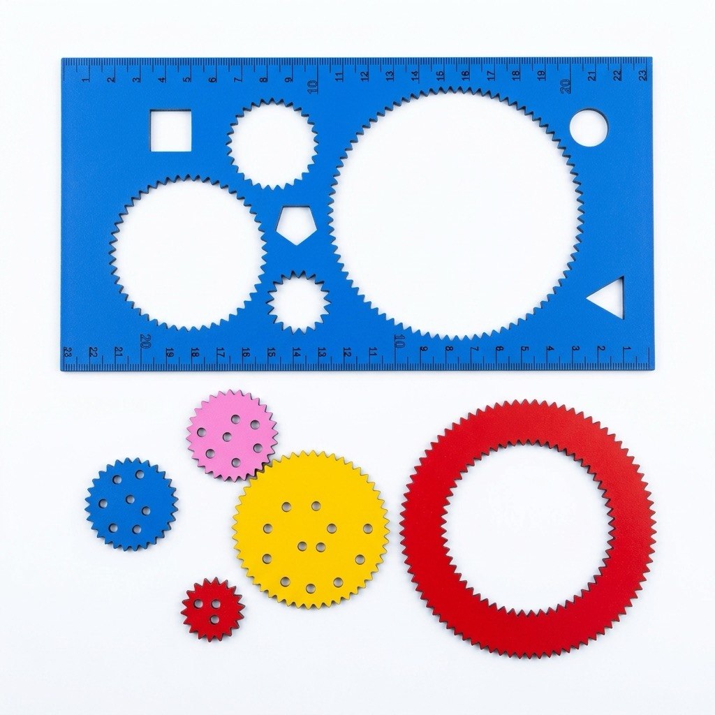 خط کش شابلون و چرخ نگار مدل اقلیدس مجموعه ۶ عددی